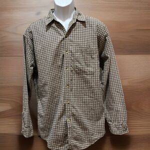 Vtg Jordin Sportswear Green Plaid Men's Large Long Sleeve Flannel Shirt